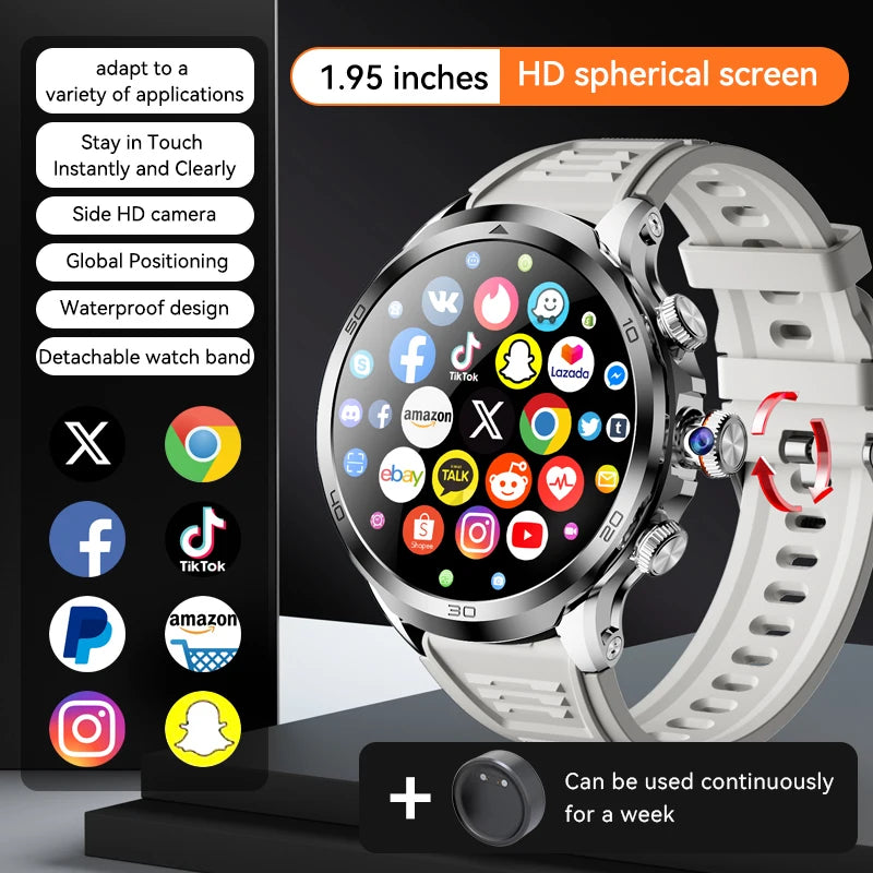 8GB+128GB H19 Smartwatch 1.95-inch Amoled Large Screen 190° Rotary Camera 1900Mah Battery GPS WIFI Android Men Adult Smart Watch Oasis Select
