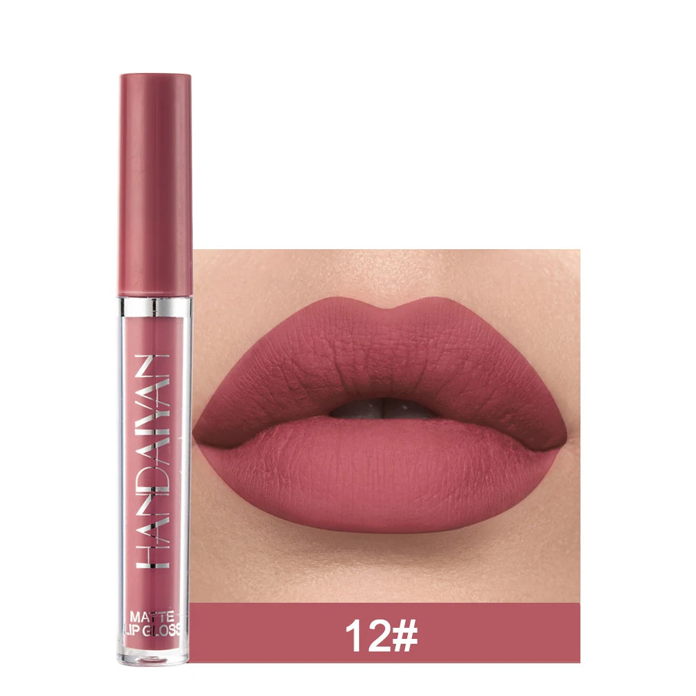 HANDAIYAN Matte Velvet Liquid Lipstick – 12 Shades, Waterproof