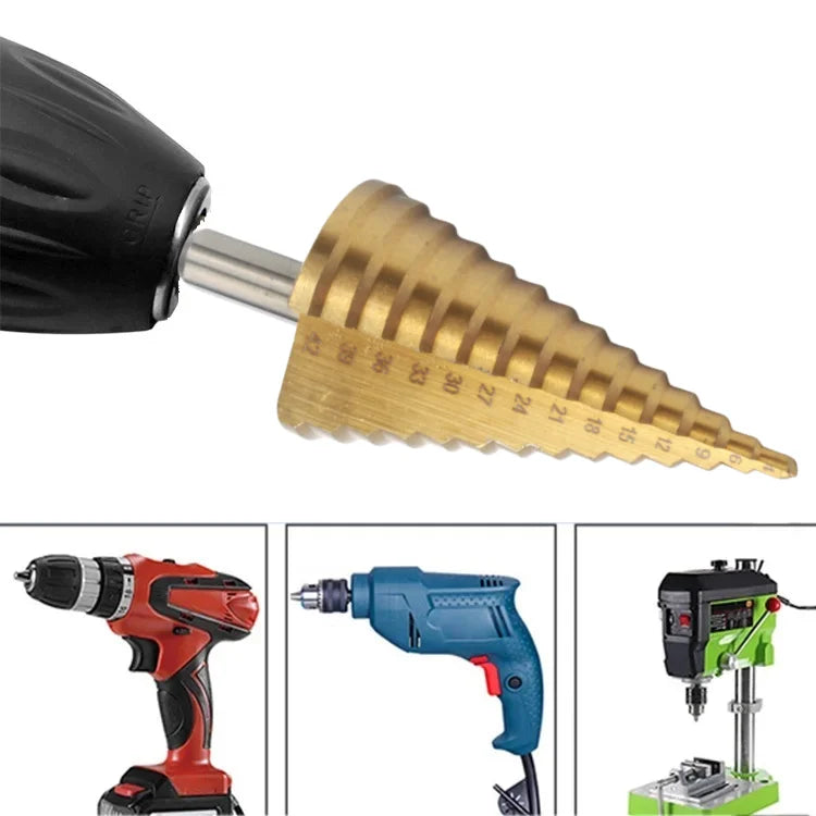 HSS Titanium Step Drill Bit 4-32/42mm – Metal & Wood Cone Step Drill Bit Oasis Select
