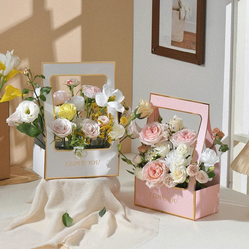 Kraft Paper Flower Bouquet Box Bag | Handheld Gift Packaging