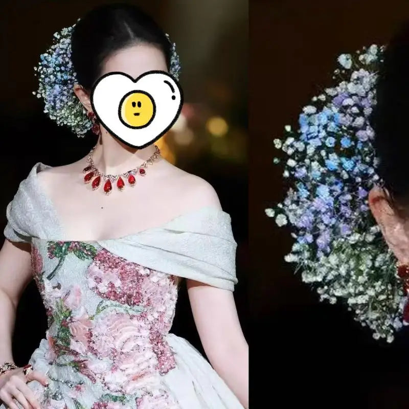 Baby's Breath Flower Hair Clip – Elegant Bridal Hairpin Floral Hair Clip Oasis Select A1