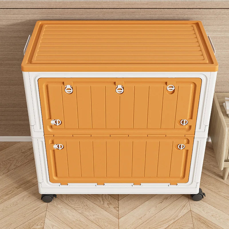 COIZYZZL Large Capacity Foldable Storage Bin, Transparent Mobile Organizer with Wheels, Space-Saving Design for Clothes & Toys Oasis Select