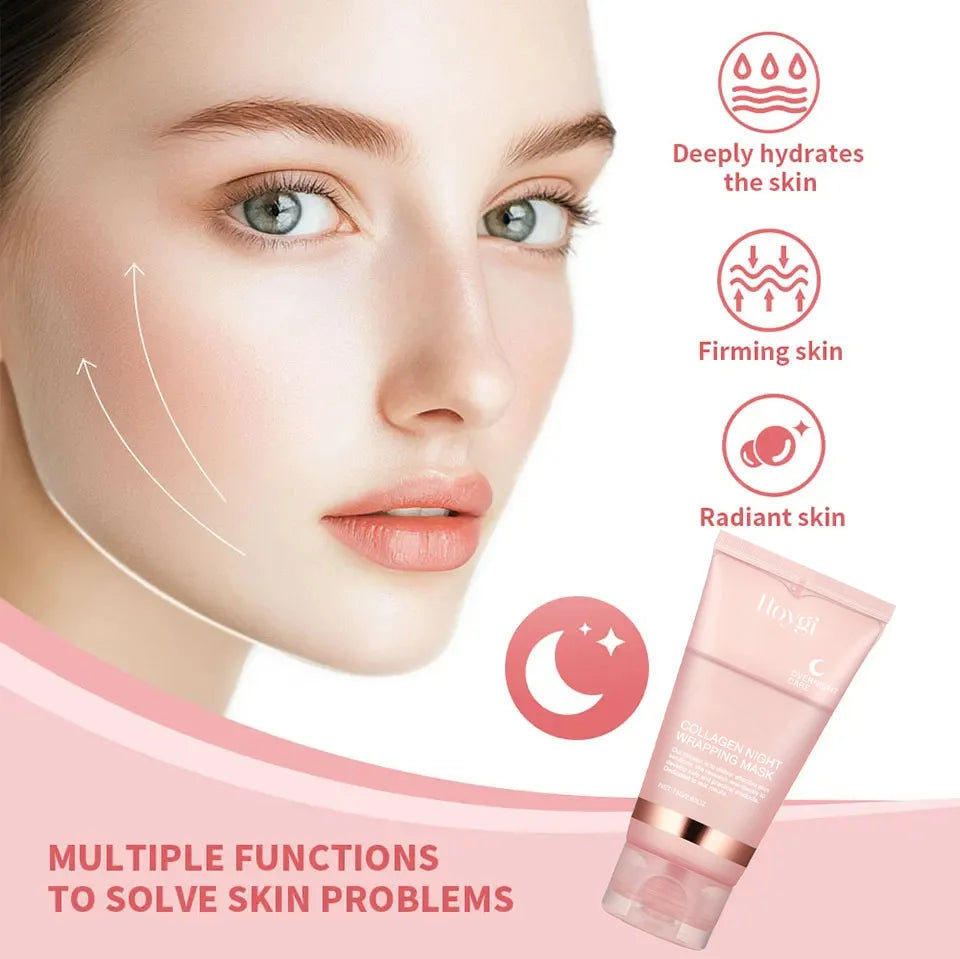 Deep Collagen Mask Peel Off Mask Anti Wrinkle Lifting Face Skin Care Masks Bio Pack Night Wrapping Woman Overnight Skin Hydrates Oasis Select