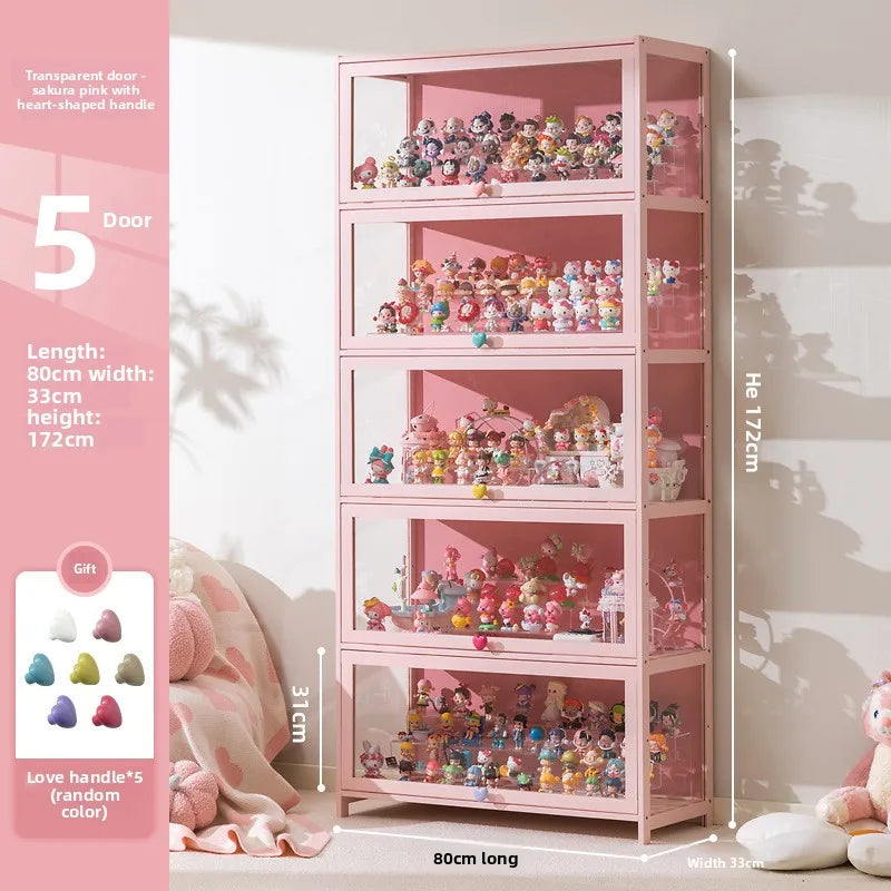 Display cabinet Household blind box ornament Pain cabinet decoration Dust-proof glass display stand Living room model cabinet Oasis Select Five doors 80 long