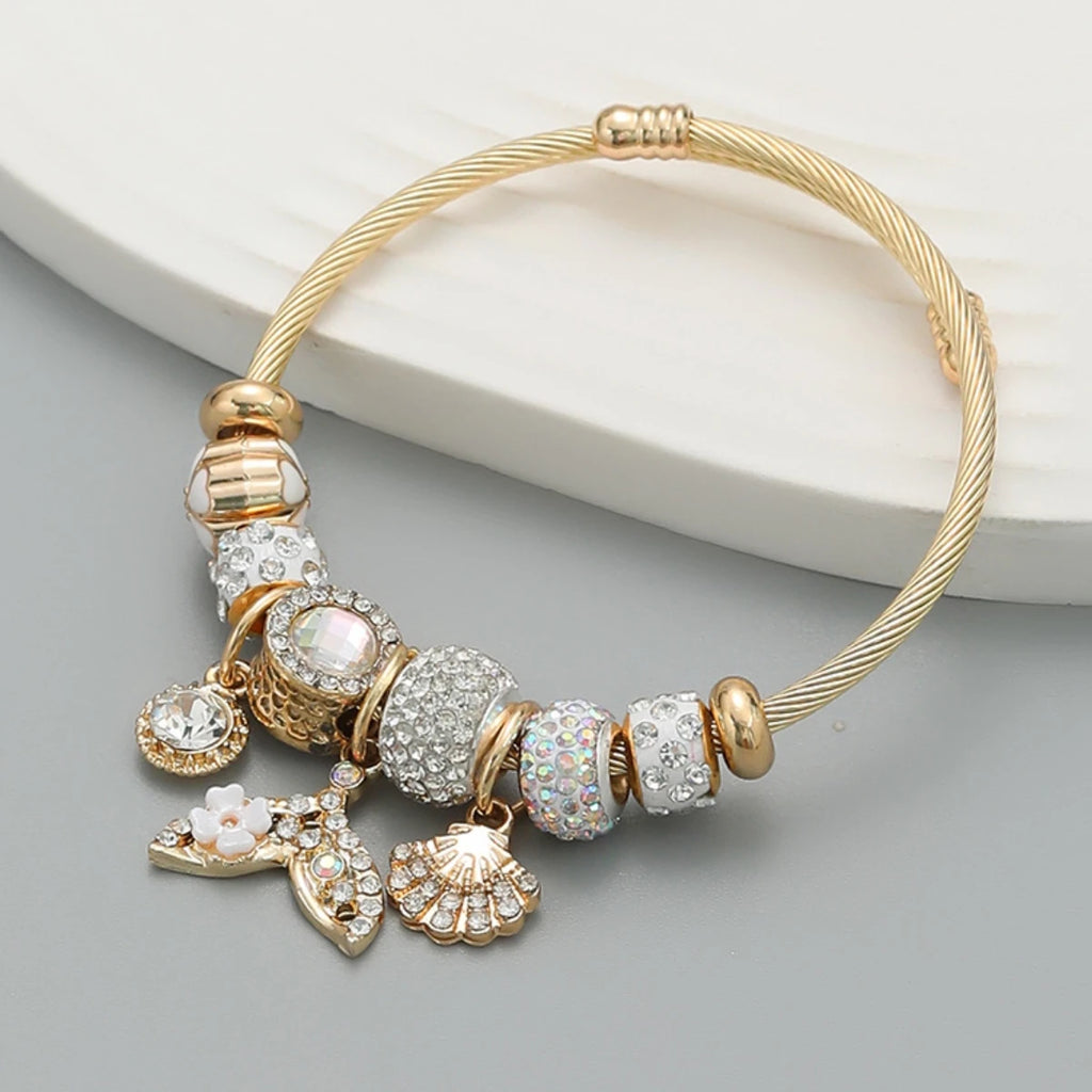 Fashion Multi Element Stainless Steel Circle Panjiadora Beaded Love Bracelet Suitable for Women's Dating, Daily Holiday Gifts Oasis Select