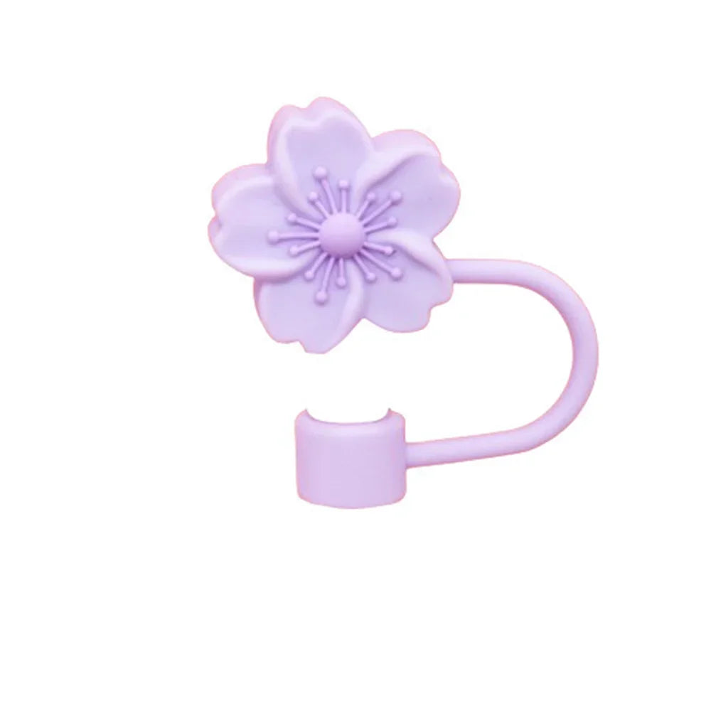 10mm/0.4in Flower Shape Straw Cover Compatible with Stanley 30&40 Oz Tumbler Soft Silicone Flower Straw Cover Straw Lid Oasis Select Purple 1