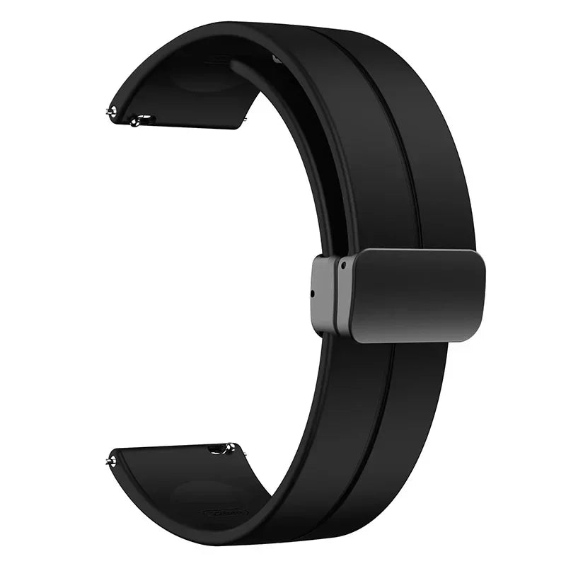 20mm Magnetic Silicone Band for Samsung Galaxy Watch 7/6/5/4 Smartwatch Band Oasis Select black
