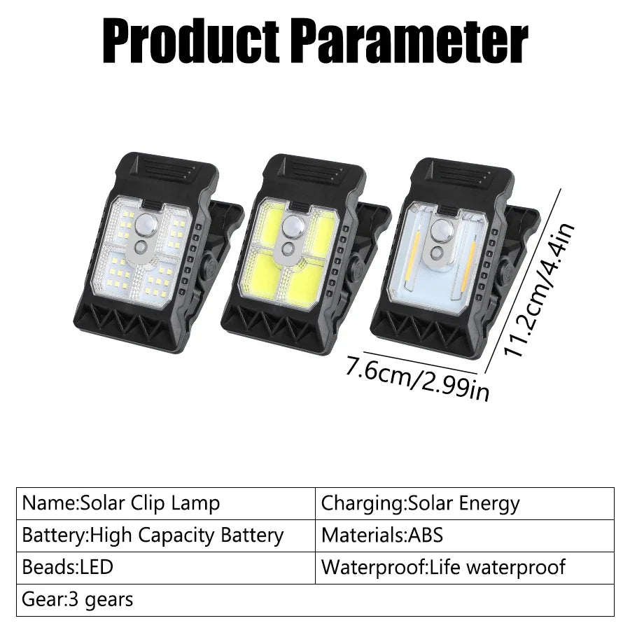 LED Solar Garden Lights Outdoor Solar Clip Light Motion Sensor Camping Lamp with 3 Mode Waterproof Fence Street Landscape Oasis Select
