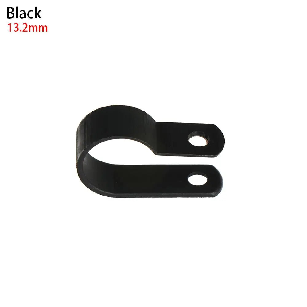 100PCS R-Type Nylon Cable Clamp Plastic P Clips Black Nylon Fasteners Cable Mounting Fix Hardware Electrical Fittings Durable Oasis Select black-13.2mm