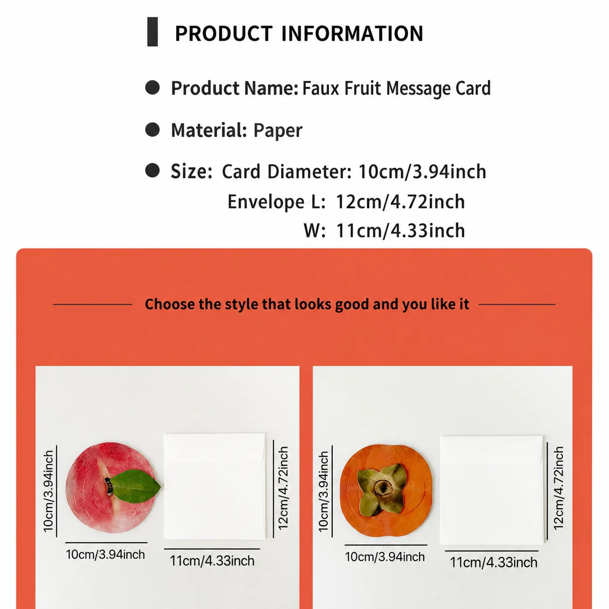 3D Fruit Shaped Greeting Card | Ink-Wash Folding Card & Envelope