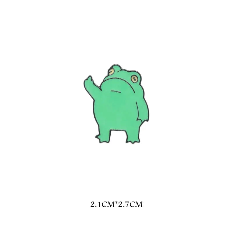 Funny Frog Middle Finger Zinc Alloy Brooch | Cartoon Pin Badge Novelty Brooch Pin Oasis Select Funny Frog