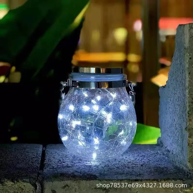 Solar Outdoor Lights Set: Garden Crack/Hanging Bottle Lights Xmas Mason Decor Oasis Select 20 light white light