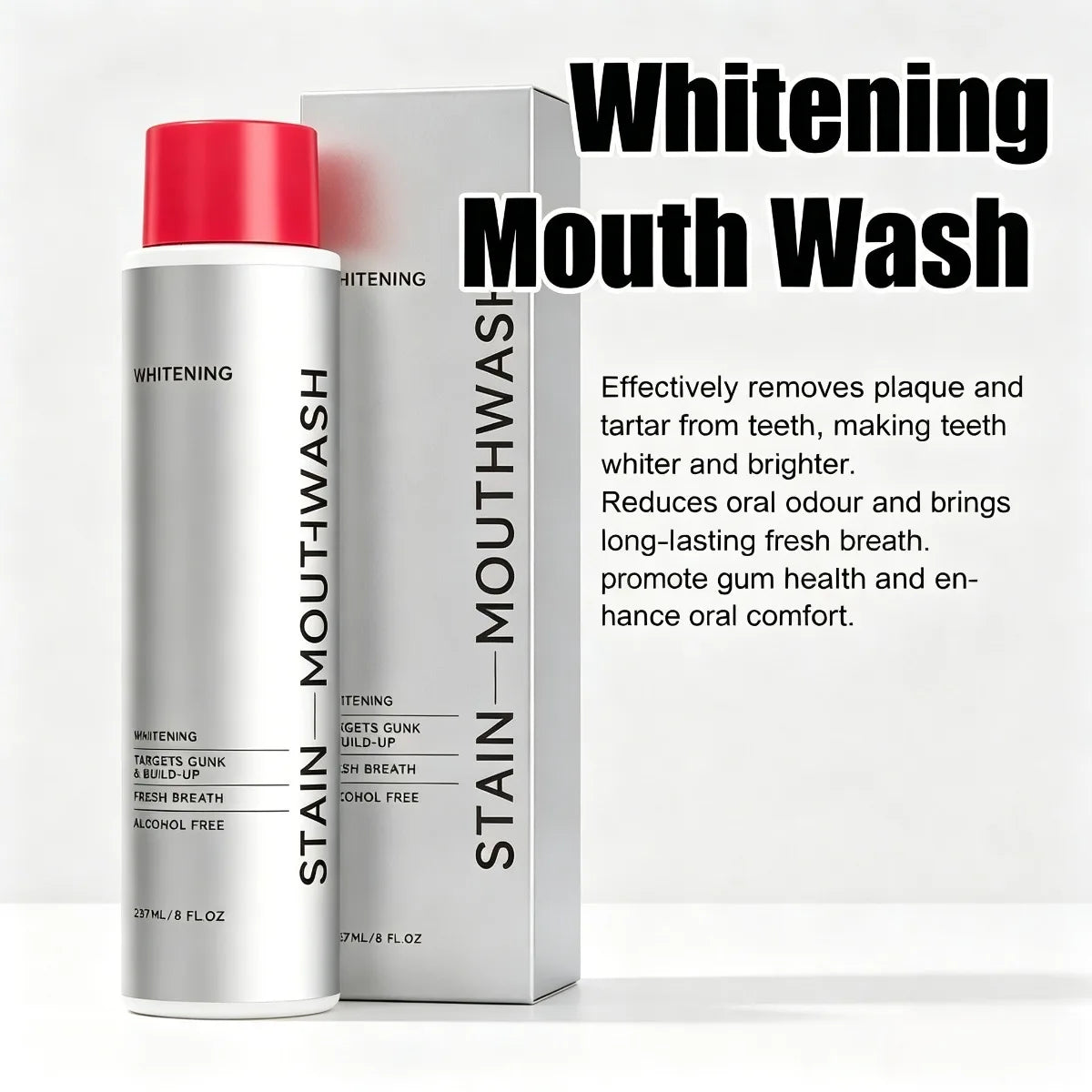 1/2/3Pcs Stain Removal Mouthwash Alcohol Free Teeth Brightening Fresh Breath Plaque Remover Enamel Safe Daily Oral Care Oasis Select