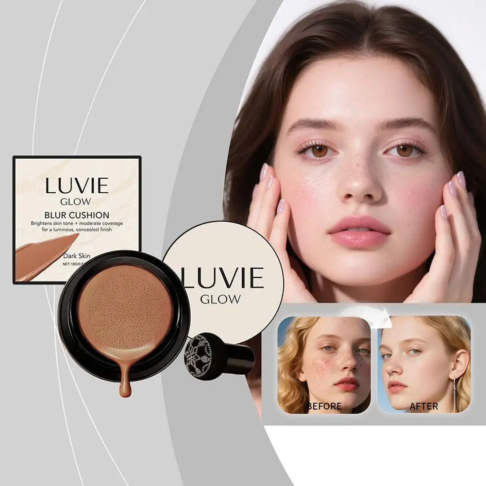 Glow Foundation Cushion, Mushroom Head Air Cushion BB Cream Face Makeup Foundation, Concealer Long-Lasting Even Skin Tone Oasis Select