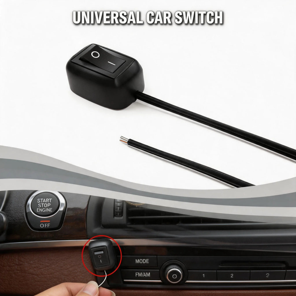 Universal Car Toggle Switch DC 12V – Paste Type Mini Button with 60cm Cable