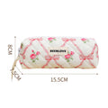 Bow Flower Quilted Makeup Bag – Zipper Cosmetic Organizer