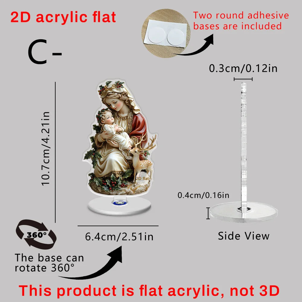 2D Acrylic Angel Figurine, 360-degree Rotatable Tabletop Ornament, Perfect For Christmas Decoration Oasis Select C