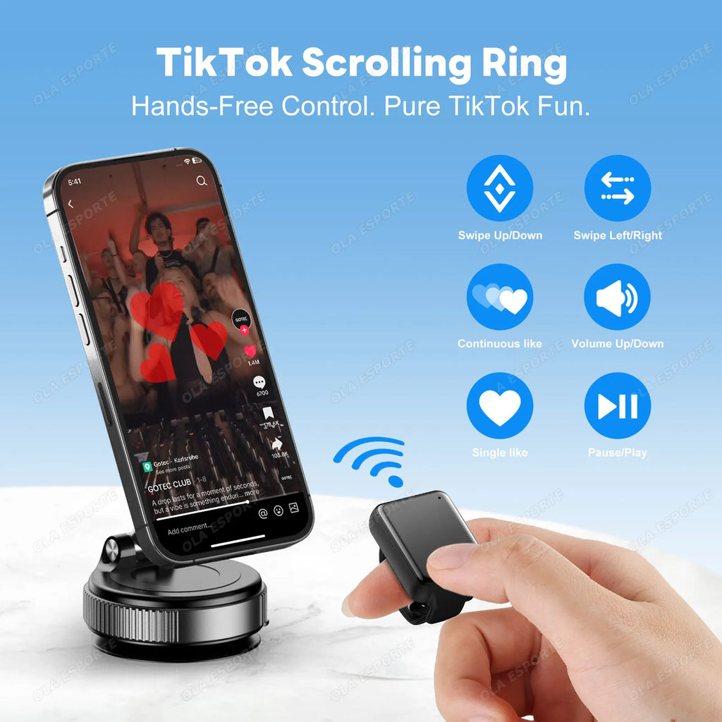 Smart Bluetooth Ring Remote – Selfie, Scroll & Page Turner