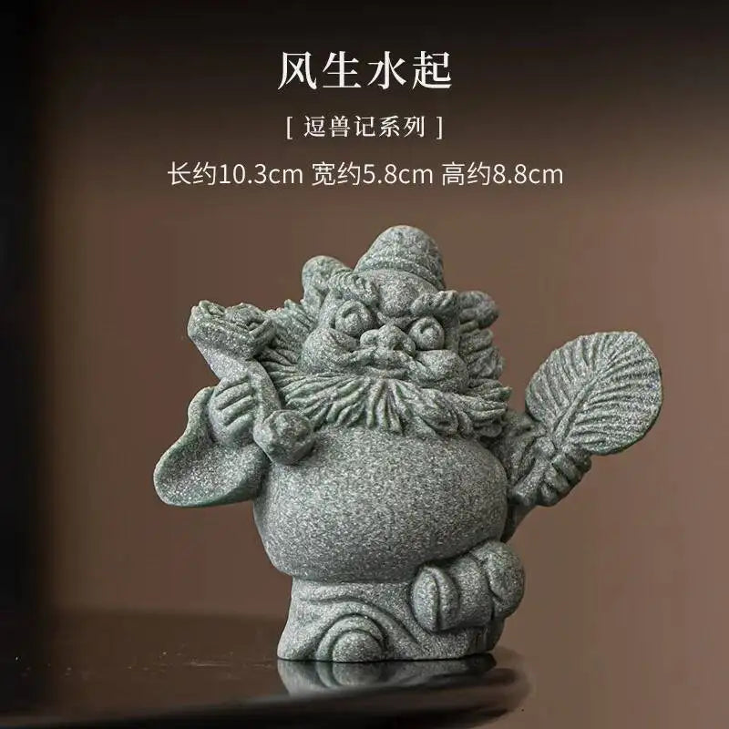 Green Sand Stone Tianshi Zhongkui Tea Pet Ornament Home Indoor Incense Holder Office Desktop Decoration Accessories Oasis Select Wind And Water