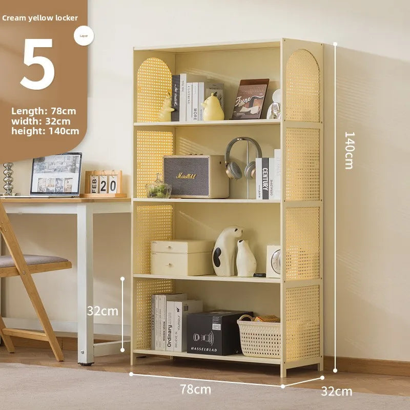 Bookcase integrated against the wall Student household bookshelf Floor-to-ceiling shelf Living room storage Multi-layer locker Oasis Select Milk white 5-78