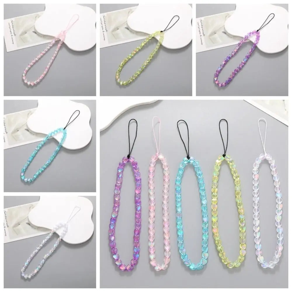 Cute Star Beaded Phone Chain Acrylic Beaded Korea Phone Pendant Lovely Coloful Anti-Lost Phone Chain Hanging Jewelry Girl Gift Oasis Select