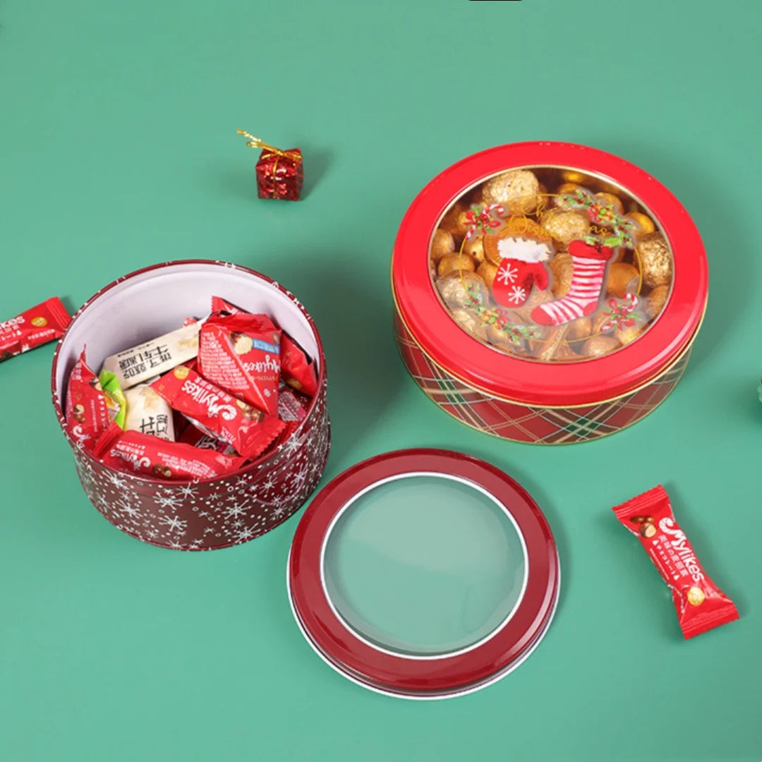 Christmas Gift Box Metal Tin Candy Cookie Packaging Box Containers Kids New Year Gift Decor Xmas Party Supplies Navidad Oasis Select