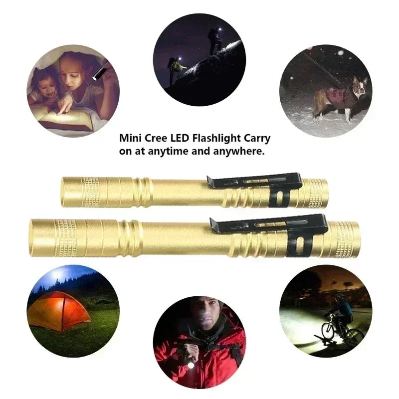 Portable Mini LED Pen Flashlight With Pen Clip Handheld Ultra Pocket Torch Use AAA Battery For Outdoor Camping Emergency Lamp Oasis Select