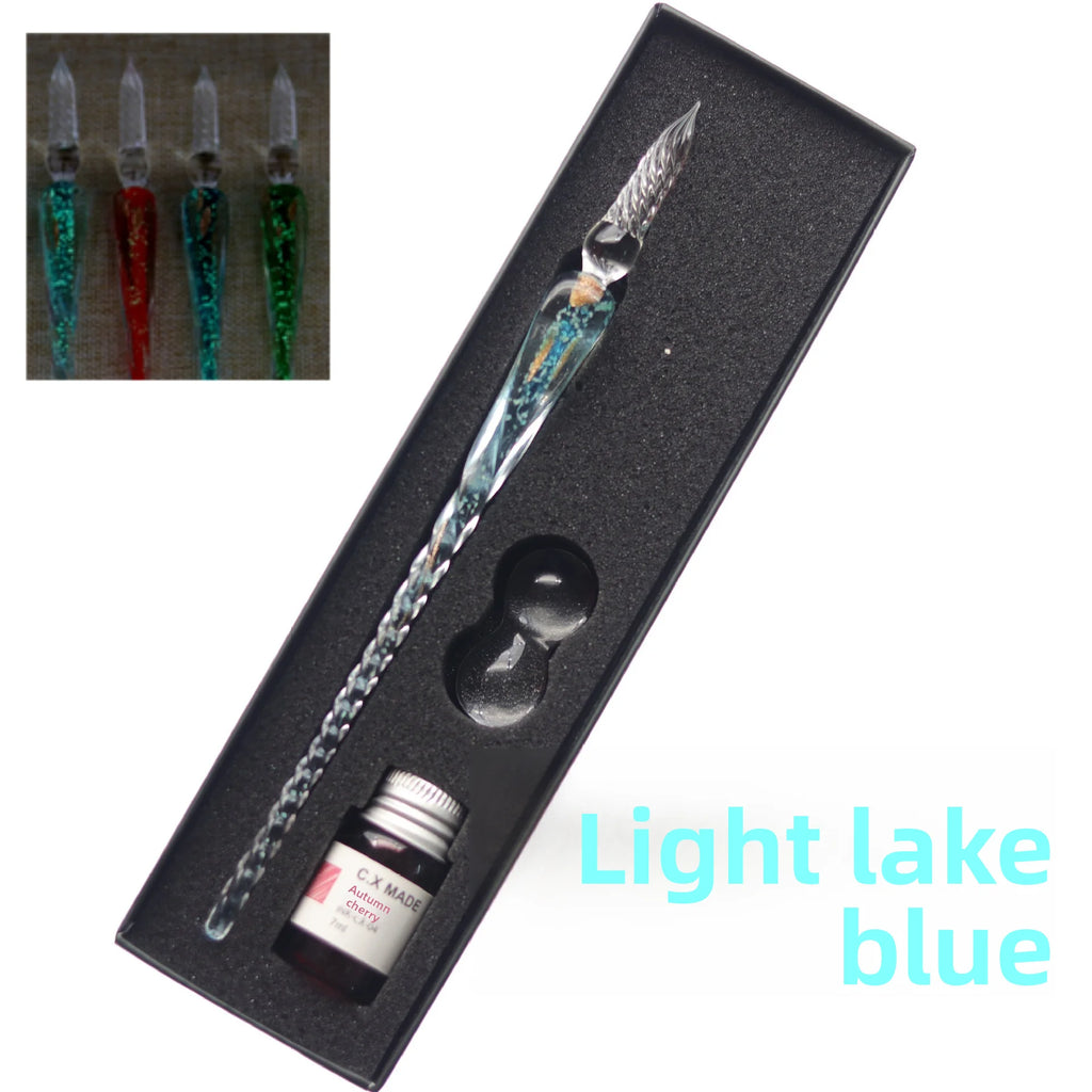 Crystal Glass Pen Dip Pen Set Gradient Color Retro Dip Pen Glass Pen Gift Box Oasis Select 7