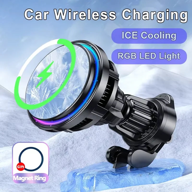 Semiconductor Cooling For MagSafe Car Charger 15W Fast Wireless Charger 360° Rotation Vent Mount for iPhone 12-17 Series Oasis Select