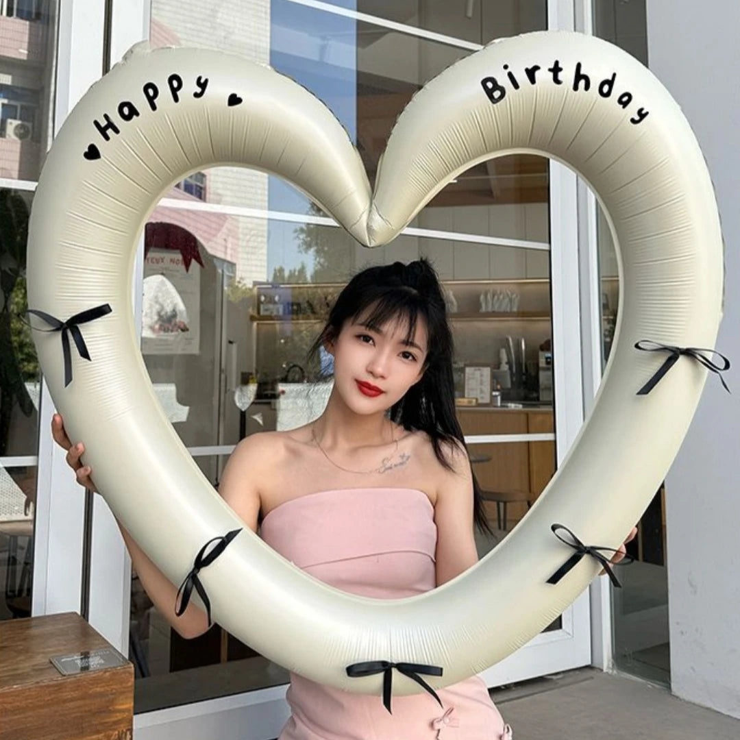 40 inch Pink Red Heart Balloon with Bow for Romantic Confession Photo Prop Birthday Valentines Day Party Wedding Decor Oasis Select