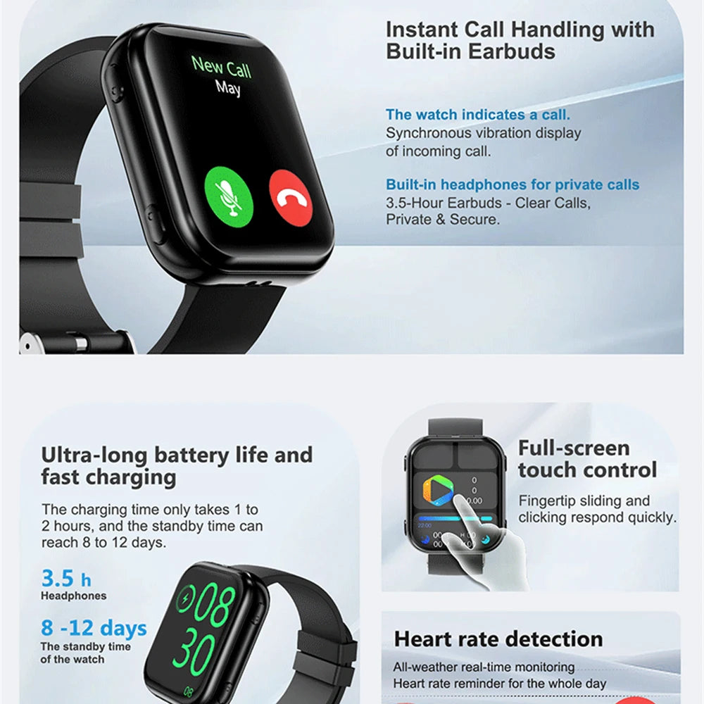 2 In 1 Equipped With TWS Earphones Smart Watch Women Men Sports Sleep Heart Rate Health Monitoring BT Call Music Smartwatch Lady Oasis Select