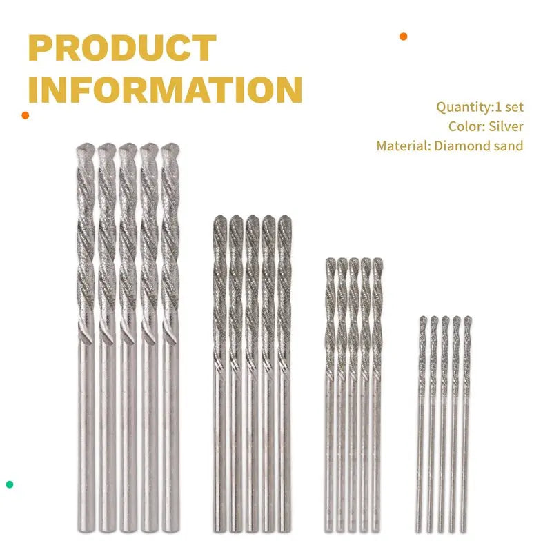 LIKE WISH Diamond Drill Bit Set 20 Pieces 4 Sizes 1Mm 1.5Mm 2Mm 2.5Mm Twist Tip Jewelry Beach Sea Glass Shells Gemstones Lapidar Oasis Select