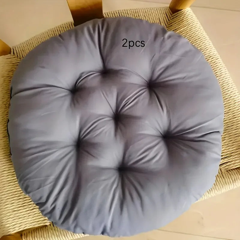 Thickened Round Chair Cushions 2pcs, Seat Pad for Office Garden Living Room Tatami, Hand Washable, All-Season Gift Chair Cushion Oasis Select DARK GRAY