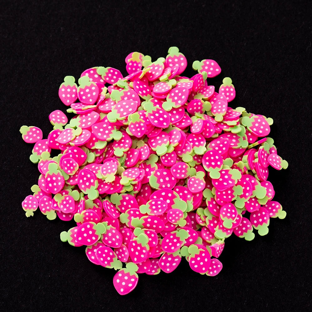 1000Pcs Polymer Clay Fruit Slices Charms For DIY Kawaii Epoxy Resin Silicone Molds Jewelry Nail Art Decor Material Accessories Oasis Select Rose Red Strayberry