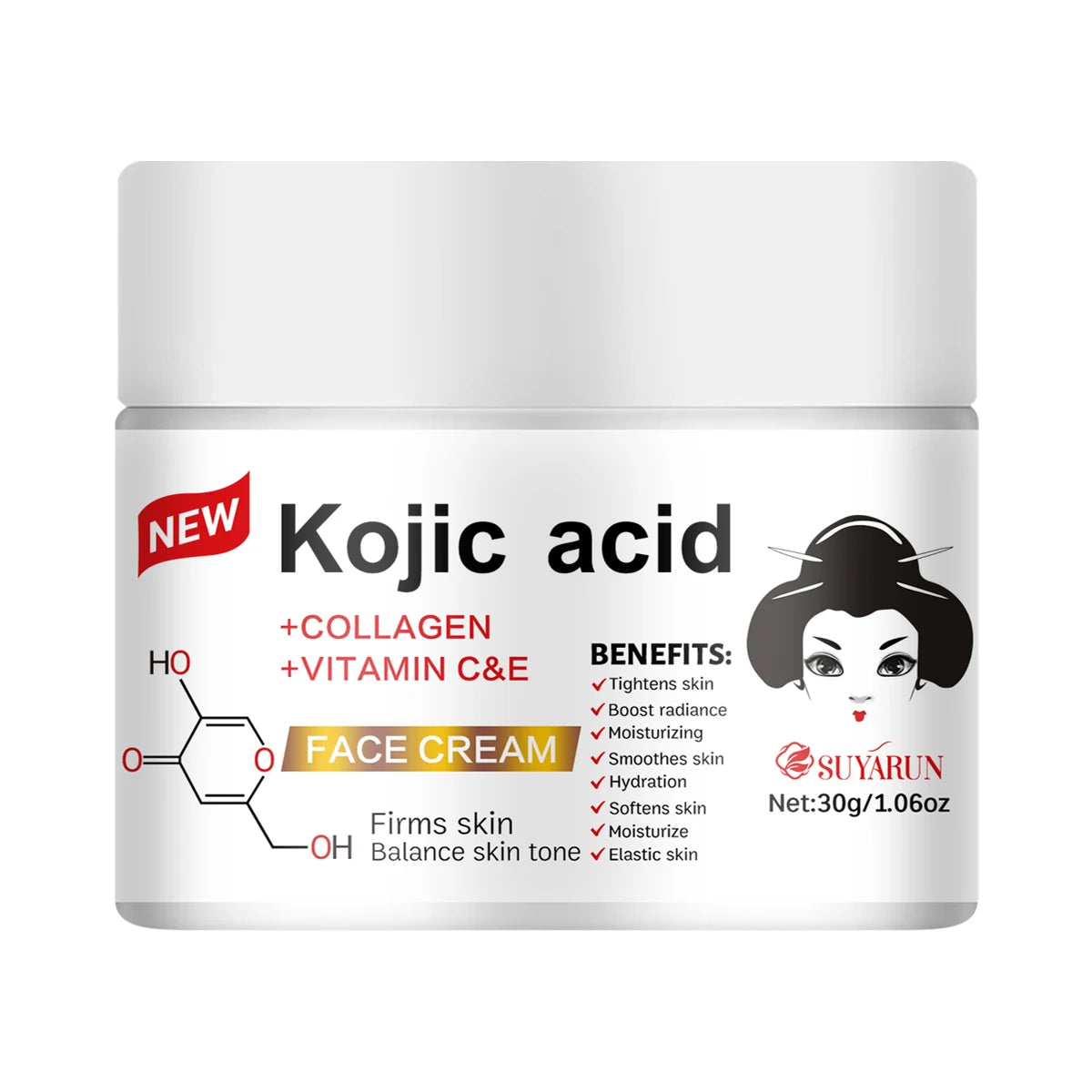 SUYARUN Kojic Acid Brightening Cream | Propolis & Vitamin E Brightening Face Cream Oasis Select 30g