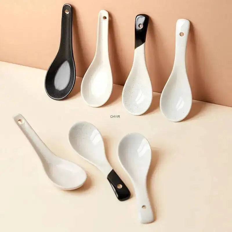 Ceramic Soup Spoon Soup noodles rice Spoon For Daily Use Kitchen Tablewear Oasis Select