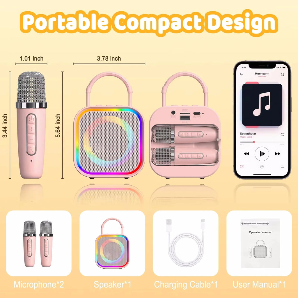 AyeBeau Dual Wireless Karaoke Machine & Bluetooth Speaker