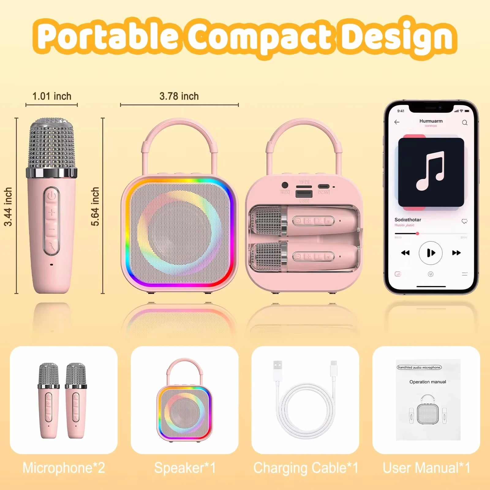 AyeBeau Dual Wireless Karaoke Machine & Bluetooth Speaker