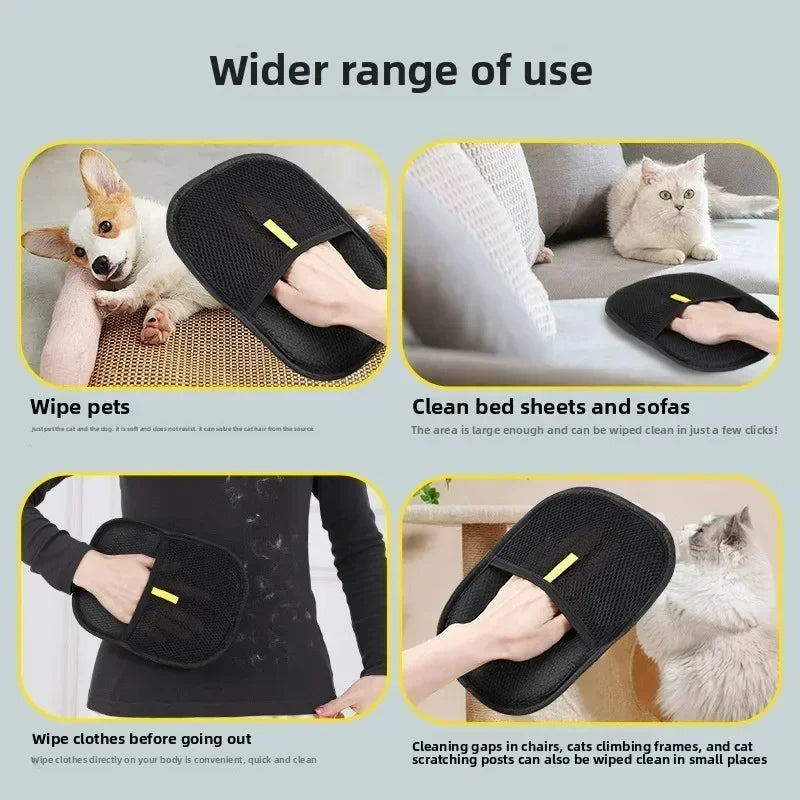 Reusable Double Sided Grooming Glove Pet Hair Removal Tool Static Fur Remover for Cats Dogs Carpets Furniture Cleaning Oasis Select