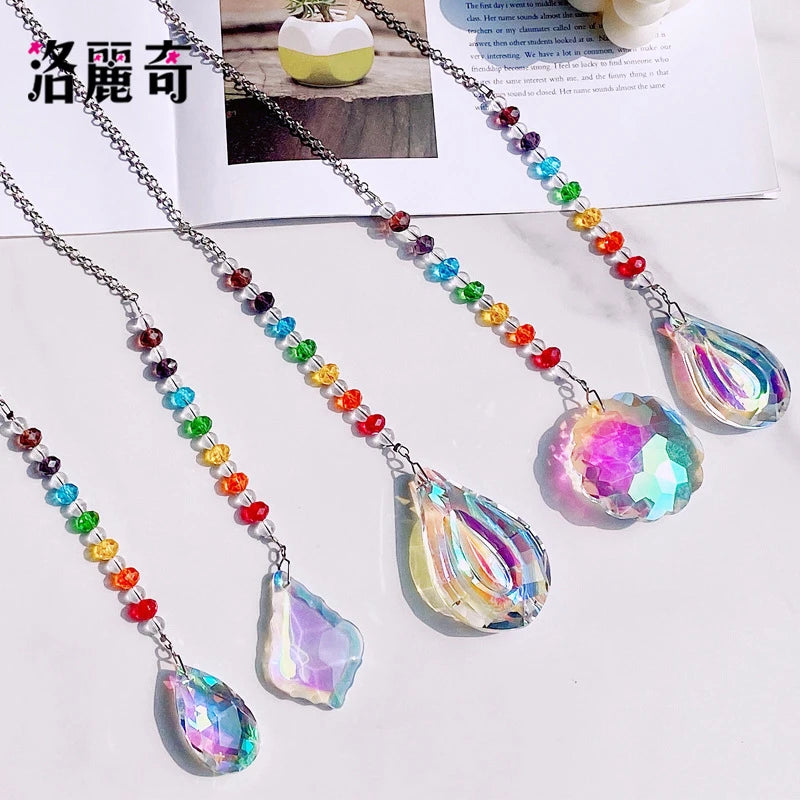 Mesmerizing Colored Crystal Rainbow Maker Prism with Hanging Chain Oasis Select