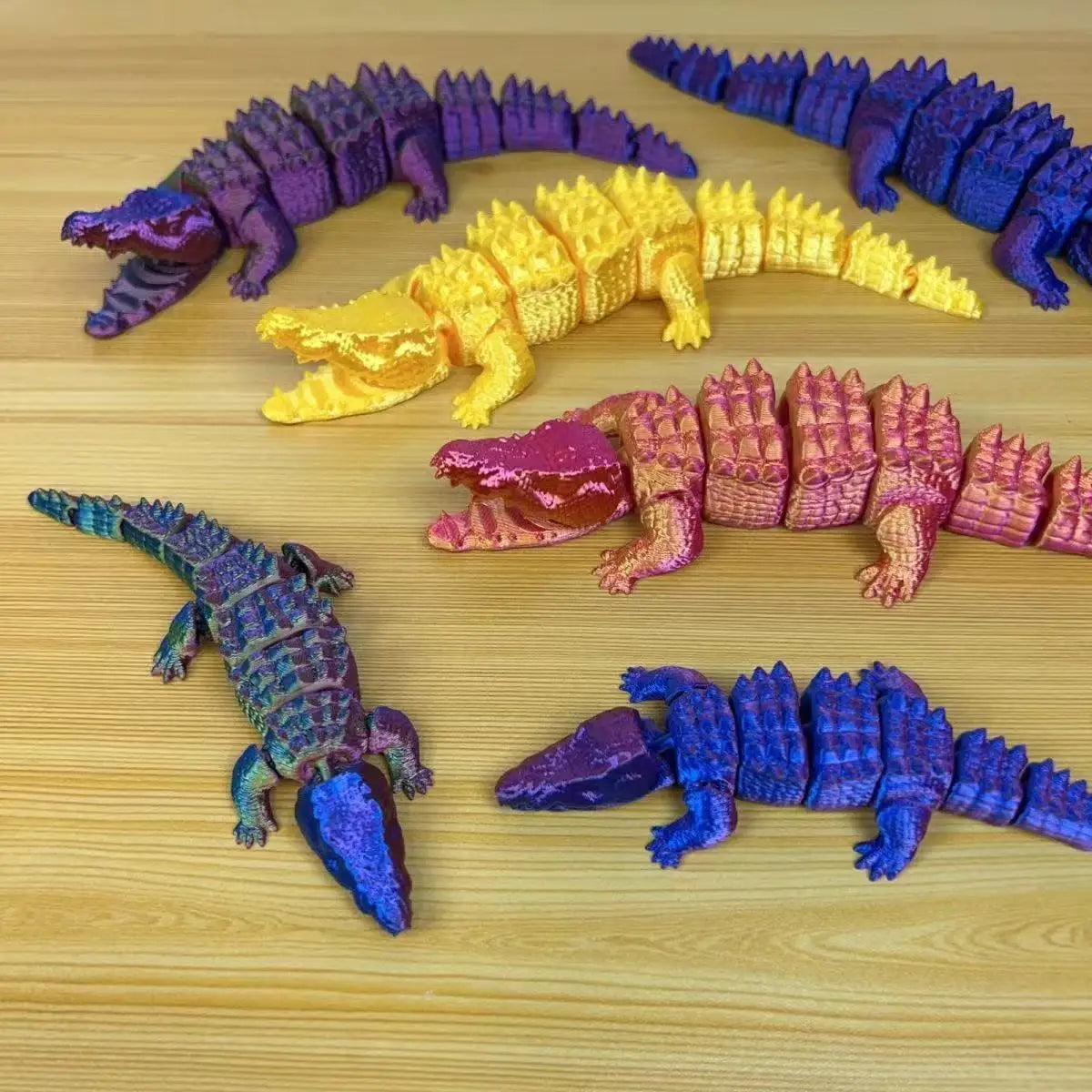 3D Printed Movable Crocodile Model Articulated Rotatable Decoration Funny Office Home Desktop Decor Craft Gift for Adults Oasis Select