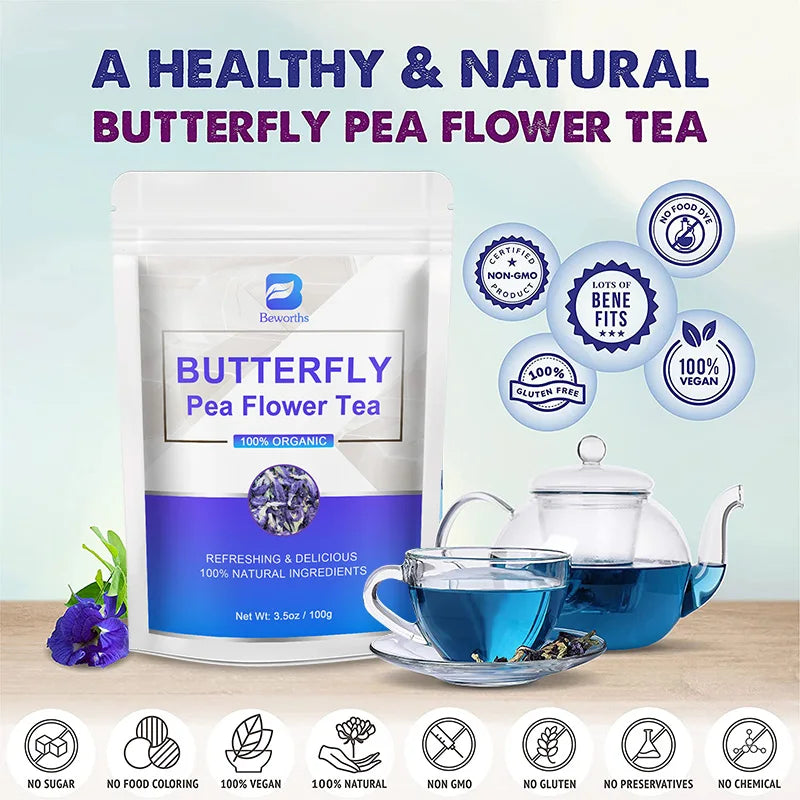 BEWORTHS 100% Natural Butterfly Herb Extract Enhances Immunity, Rich in Vitamin C and E Antioxidant Supplements for Beauty Oasis Select