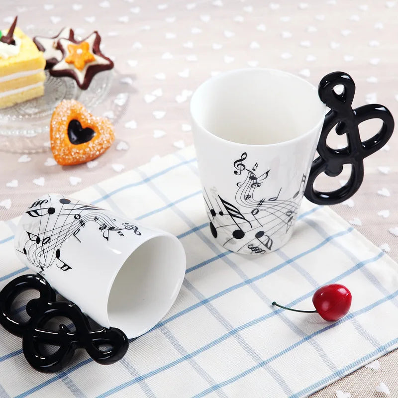 1pcs Ceramic Music Cup Mug Electric Guitar Instrument Creative Coffee Cup Enamel Porcelain Guitar Violin Style Oasis Select