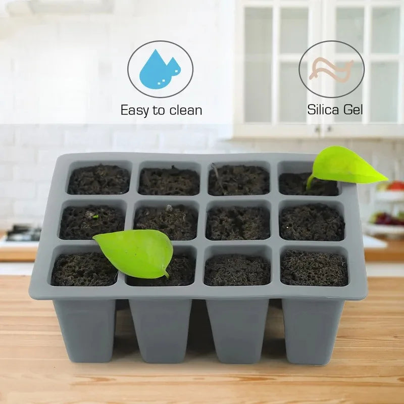 9 Plaid Pattern Square Silicone Seed Germination Tray with Drainage Holes Greenhouse Seedling Container Plant Pot Oasis Select