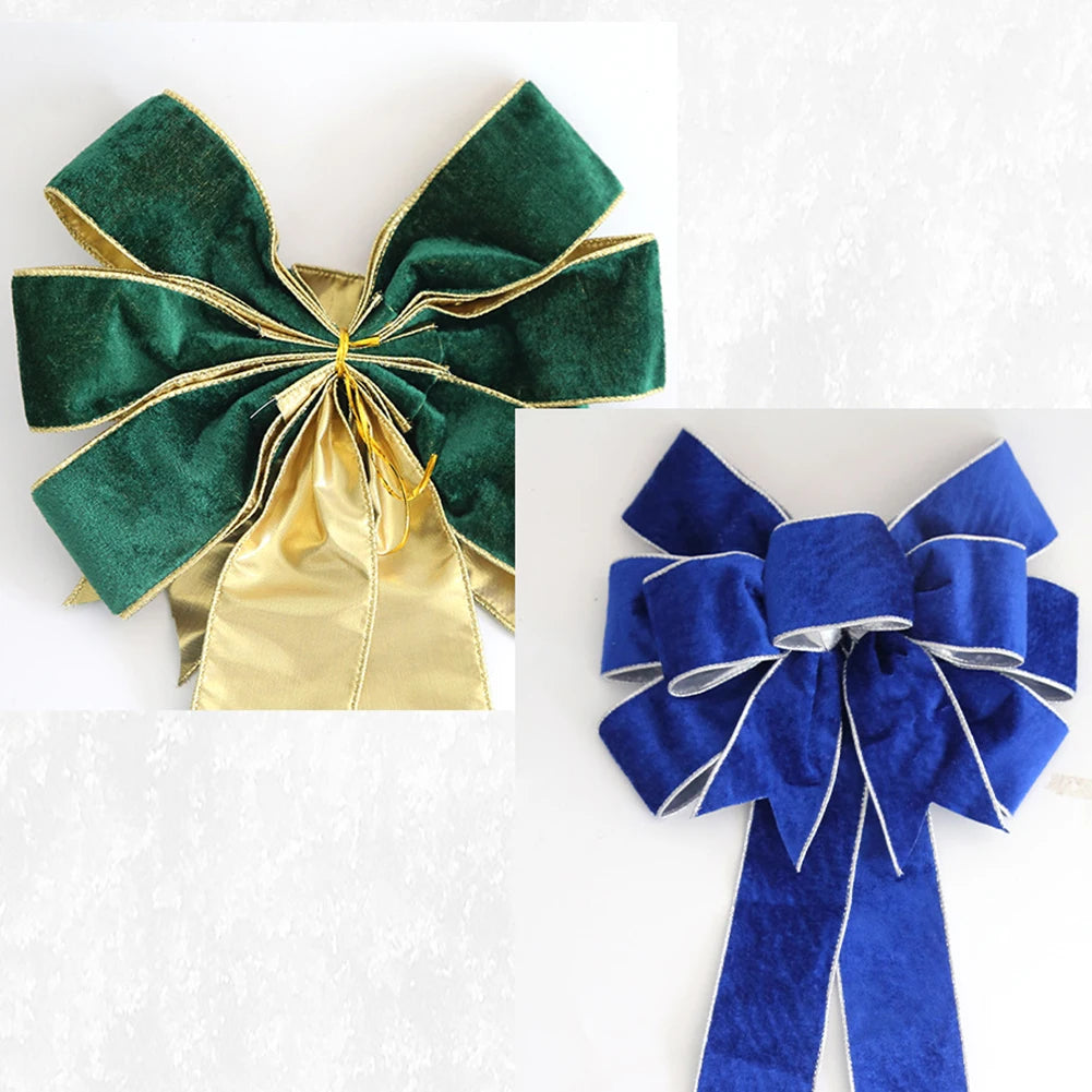 Brand New Christmas Bows Xmas Tree Pendant Home Decor Navidad New Year Red Green Blue DIY Party Supplies Flannelette Oasis Select