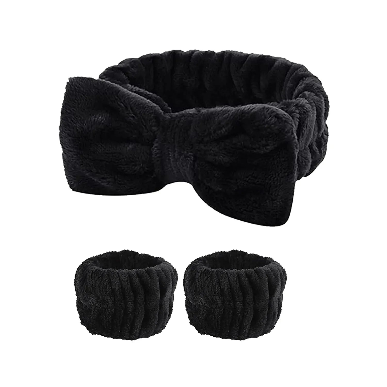 Wash Face Headbands For Women Coral Fleece Hair Bands Cuff Waterproof Bands Absorbent Wristbands Head Band Hair Accessories Set Oasis Select 3Pcs Black Coral fleece