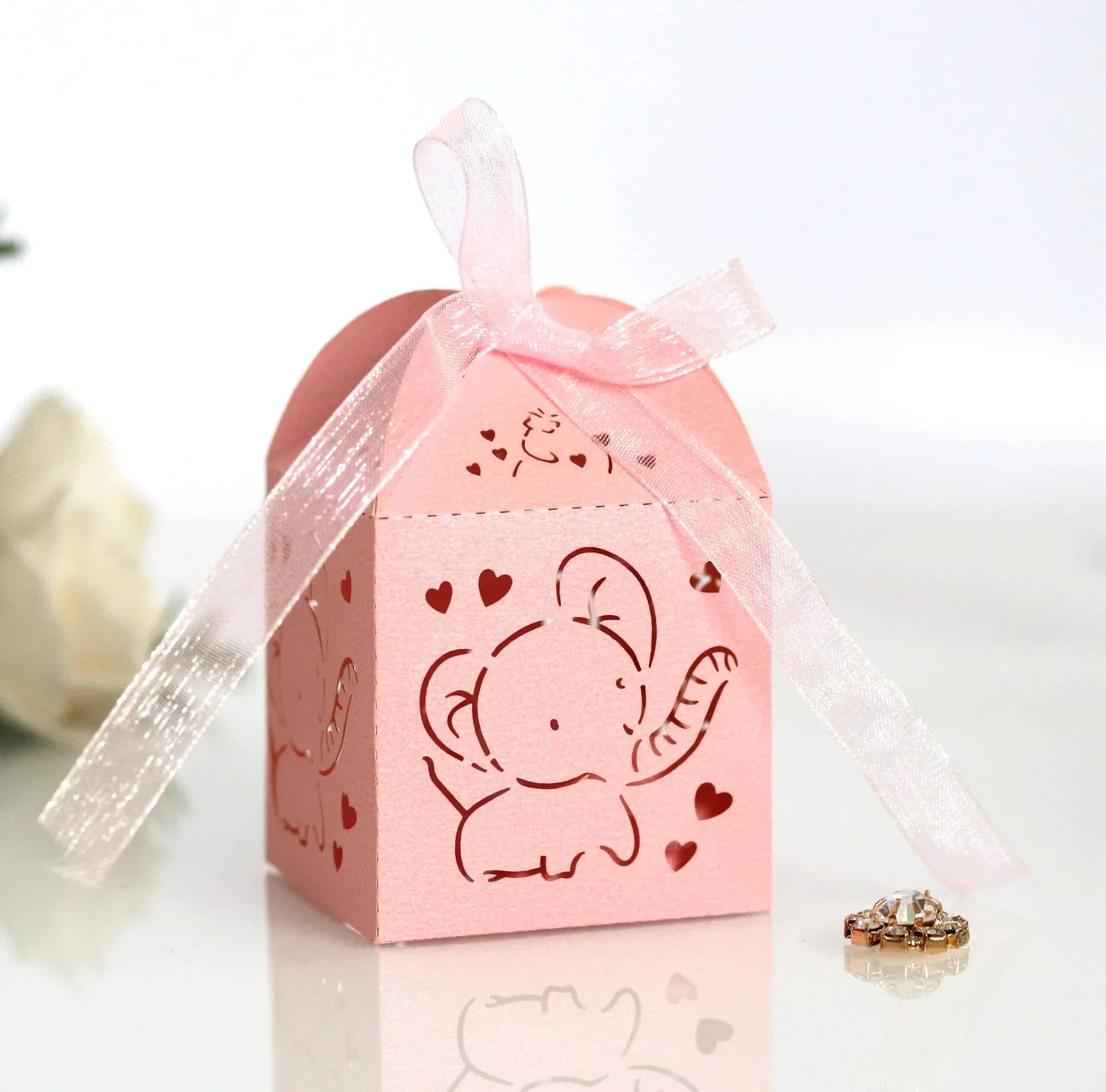 10pcs Elephant Shaped Candy Box for Baby Shower Cute Gift Boxes for Children Birthday Party Favors Box Candy Packaging Supplies Oasis Select Pink Other