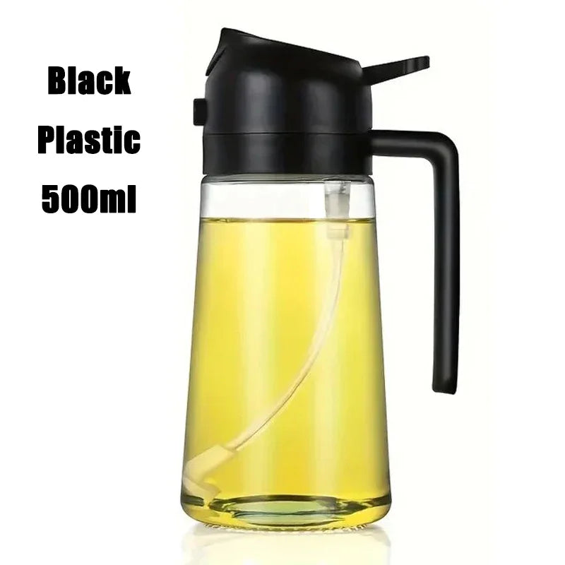 Multi-functional Kitchen Oil Bottle Spray Oil Pouring Two-in-one Food-grade Material Is Not Easy To Damage 500ML Large Capacity Oasis Select Black-Plastic-500ml