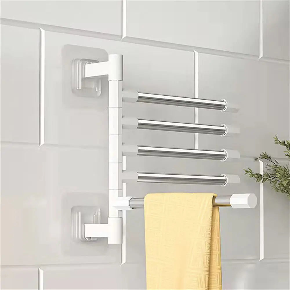 1Pc Silver Aluminum Swing Arms Towel Rack Save Space 2-8-Bar Towel Hanger Wall Mounted Bracket Hanging Holder Bathroom Tool Oasis Select