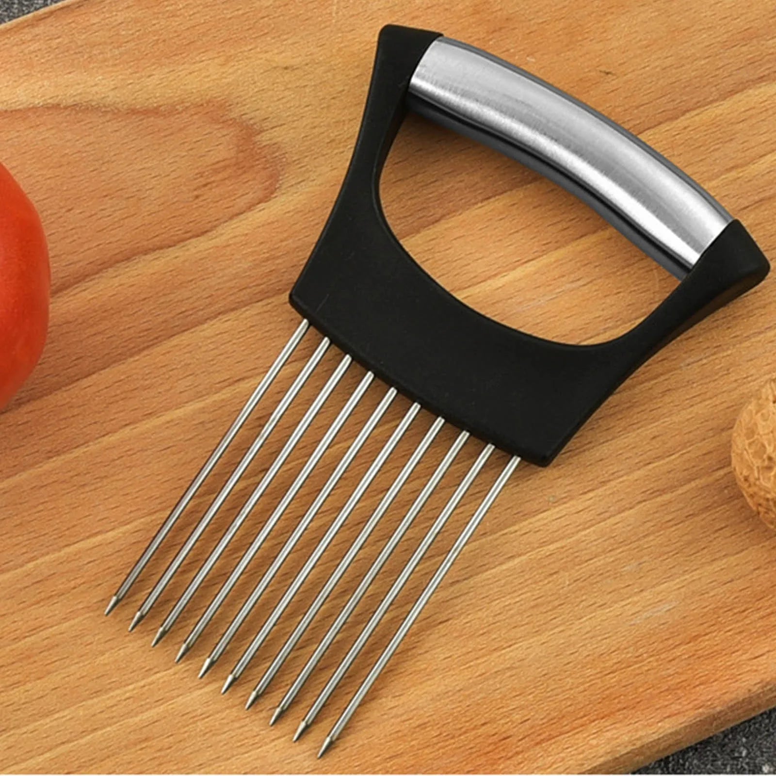 Stainless Steel Onion & Vegetable Slicer Holder Fork Vegetable Slicer Holder Oasis Select black